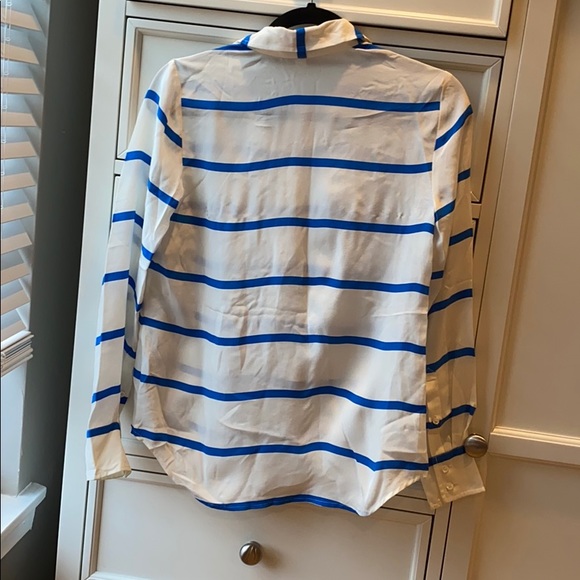 J. Crew Silk Striped Popover Button Up Blouse - Picture 7 of 8
